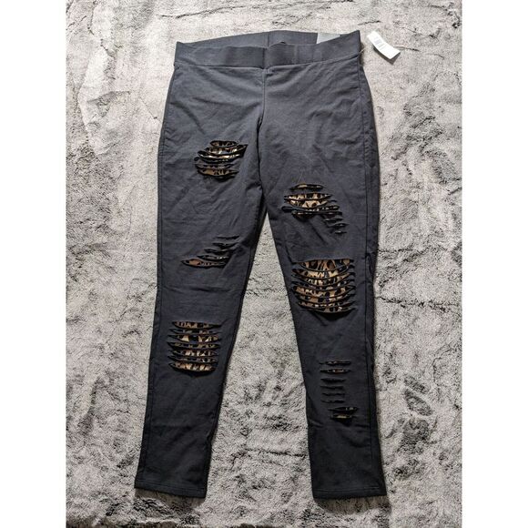 Torrid Skinny Jeggings Women's Size 2 Black Destructed W Animal Print - Picture 1 of 9